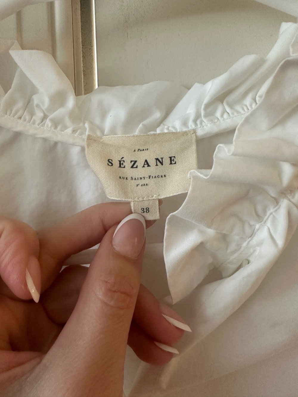 Sézane White Ruffled Blouse